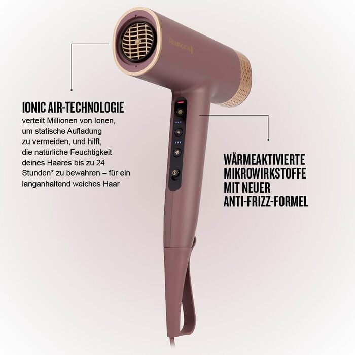 Фен для волосся Remington AIRvive EC8930 з безщітковим цифровим двигуном, іонізацією та анти-фриз технологією, 12 режимів, дифузор та насадка для стайлінгу