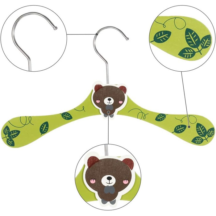 Дерев'яні вішалки для дитячого одягу з мотивом тварин, 12 шт.