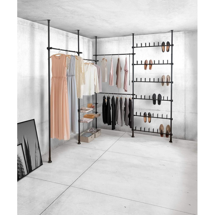 WENKO Telescopic Wardrobe System Hercules Basic Black
