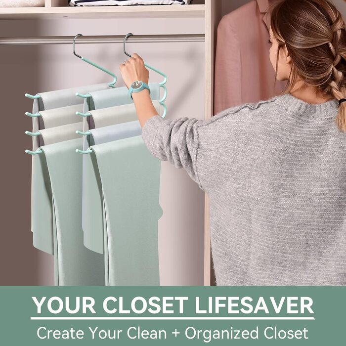 Набір вішалок для штанів, джинсів, краваток та шарфів, нержавіюча сталь, протиковзкі, економія місця (3 шт.), чорний (зелений)