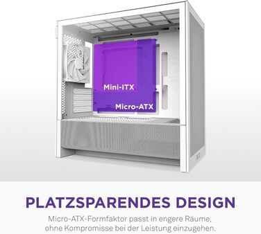 NZXT H3 – Корпус для ПК Micro-ATX з оптимізованим повітряним потоком, 120мм вентилятор, підтримка Full-Size GPU, радіатори 280мм/240мм (білий, Flow)