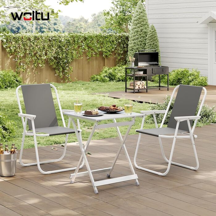 Складний алюмінієвий стіл WOLTU для кемпінгу, саду, балкону - 50.5x59.5x47 см (срібний)