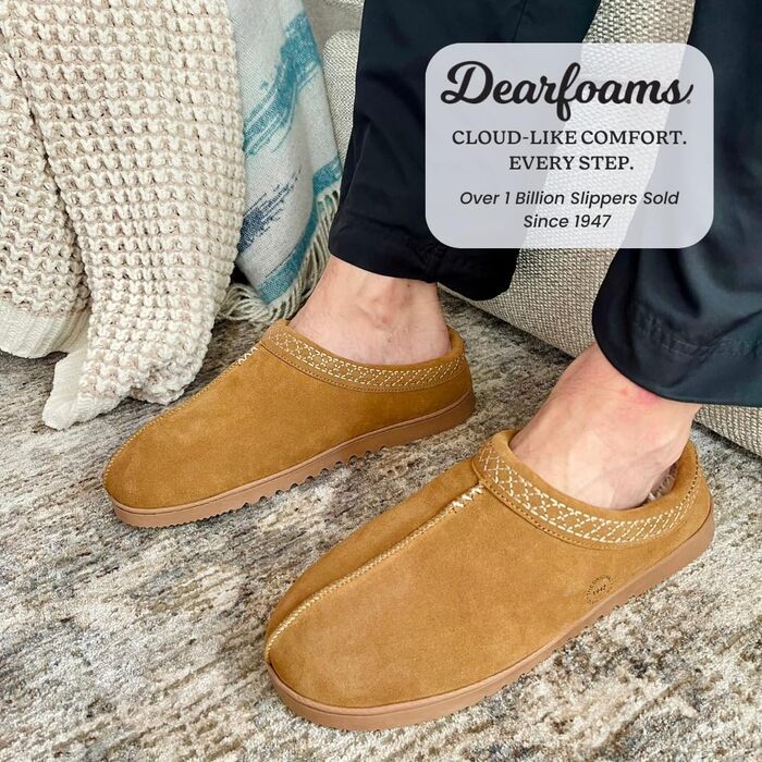 Чоловічі домашні тапочки-клоги Dearfoams з велюру (41 EU, Chestnut 2)