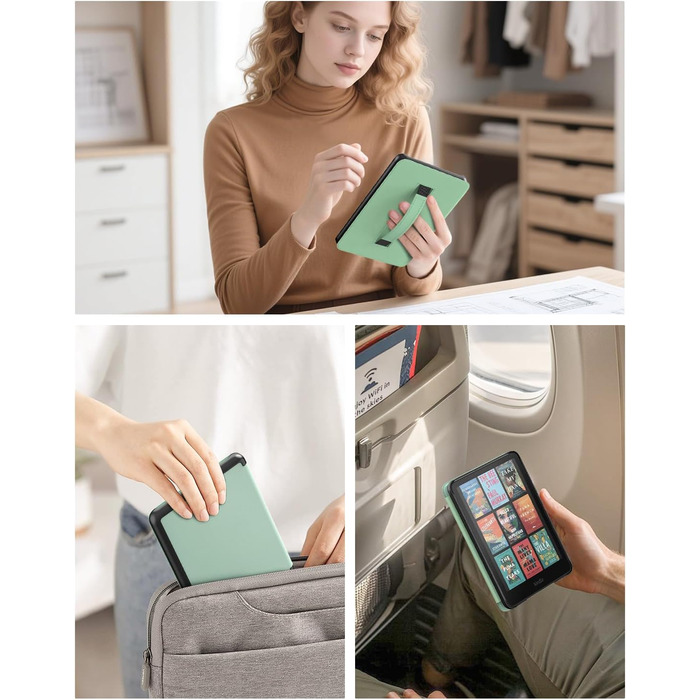 Чохол MoKo для Kindle Paperwhite 12-го покоління (2024) та Kindle Colorsoft Signature Edition (2024), зелений, з авто-ввімкненням/вимиканням та зручною петлею для руки