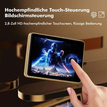 MP3-плеєр 32GB з Bluetooth 5.3 та динаміком, портативний Hi-Fi плеєр для дітей з 2.8-дюймовим сенсорним екраном, FM-радіо та диктофоном, підтримка TF-карт до 128GB (Золотий)