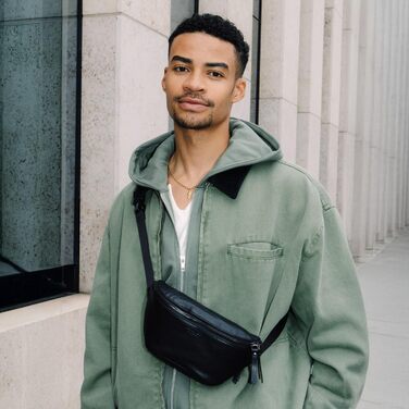 Berliner Bags Преміум Поясна Сумка Noah, Чоловіча/Жіноча Сумка через Плече з Шкіри, Кросбоді, Чорна