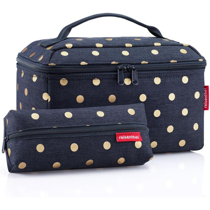 Набір косметичок reisenthel Beautycase Set: косметичка та прямокутна сумка для аксесуарів, Metallic Dots Blue (17x18x17 см та 21x8x4 см)