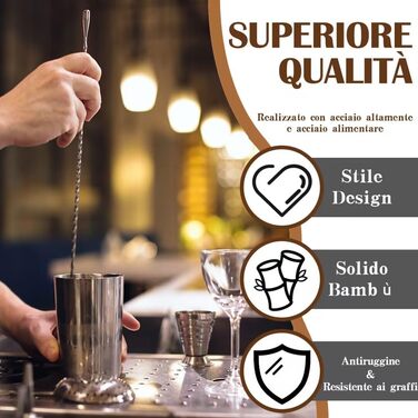 Набір бармена OBALY Barkeeper Kit: шейкер, мадлер, аксесуари для коктейлів (25oz) з бамбуковою підставкою. З рецептами коктейлів. Сріблястий колір