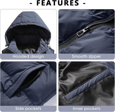 Чоловіча жилетка SeaUr з пухозаповнювачем, водонепроникна, легка, з капюшоном та кишенями, зелена (M, сіра)