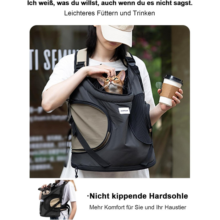 Рюкзак для собак та котів, рюкзак-переноска для маленьких та середніх собак та котів до 8.5 кг, чорний, дихаючий та зручний, для подорожей та активного відпочинку