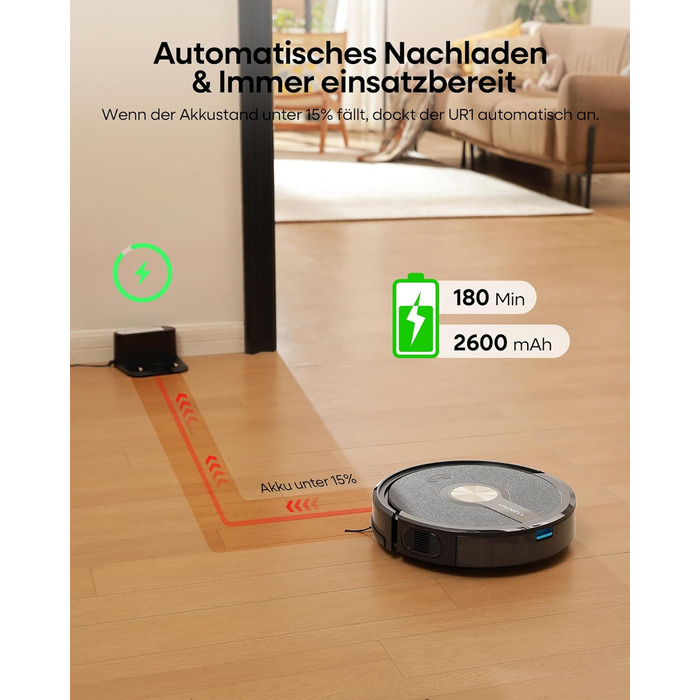 Робот-пилосос з функцією миття 5000Pa, 3-в-1 з часом роботи 180 хв, для тварин, з керуванням через додаток, чорний