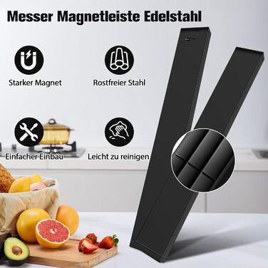 Magnetic Knife Strip 50cm, Stainless Steel Magnetic Knife Holder, Magnetic Knife Holder Screw, Self-Adhesive Magnetic Strip for Knives and Utensils