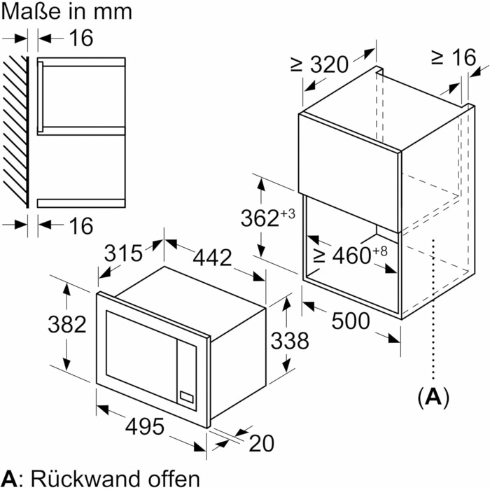 Вбудована мікрохвильова піч Bosch BFL523MW3 Serie 2, 38x50 см, 800 Вт, поворотний стіл 27 см, дверцята відкриваються зліва, AutoPilot, 7 автоматичних програм, LED-Touchdisplay, підтримка очищення