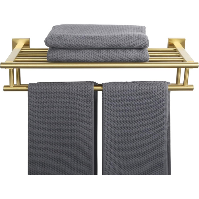 Тримач для рушників SAYAYO на стіну, з полицею, з нержавіючої сталі, 50 см (золотий)