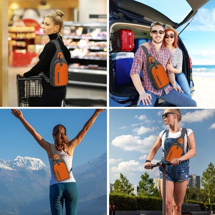 Чоловіча нагрудна сумка-рюкзак на плече, Crossbody Bag для спорту та прогулянок (Помаранчевий)