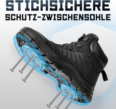 Черевики безпеки ANGRYRAM для чоловіків та жінок, легкі, чорні, з поворотним затвором, 44.5 EU, антиковзаючі, захист від проколів