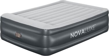 Надувний матрац Novaluxe з електронасосом та подушкою, сірий 203x152x56 см