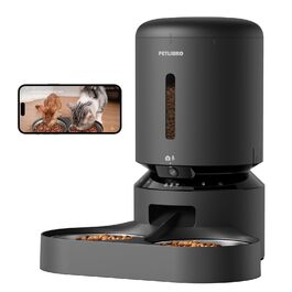 Автомат годування котів PETLIBRO 5L з двома мисками та камерою 1080P, WiFi, нічне бачення, сповіщення про рух та звук, для сухих кормів, чорний