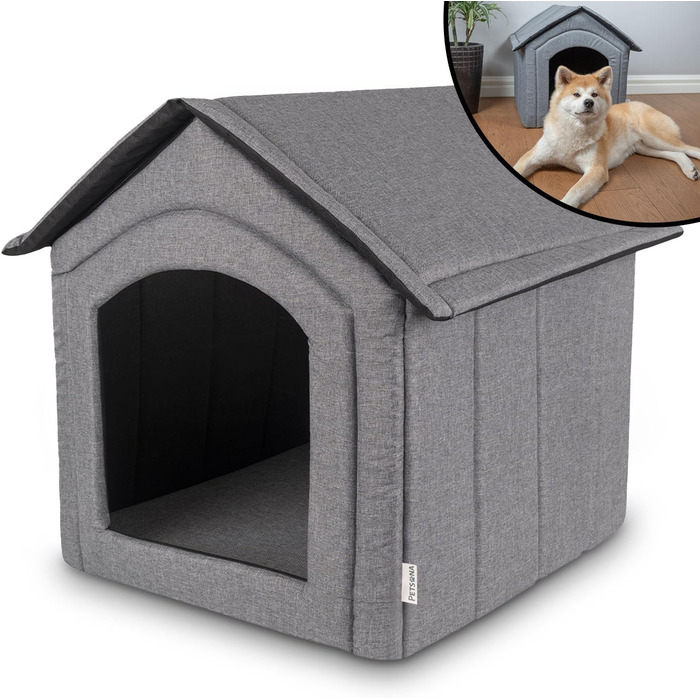 Кімната для собак, собача будка, складана з знімним дахом, ліжко для собак, котяче ліжко, ліжко для домашніх тварин, місце для сну, розмір XXL, сірий колір