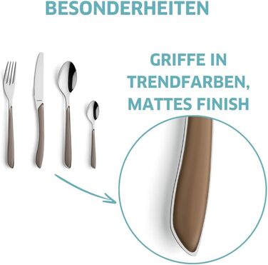 Набір столових приборів Kuppels Prisma для 6 осіб з нержавіючої сталі, рожеві ручки | 24 шт.