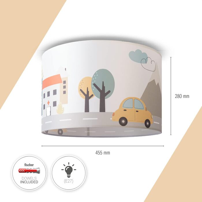 Paco Home Pendant Lamp Children's Room Ceiling Lamp Chandelier Baby Room Pendant Lamp Various Motives Boys Girls E27, Color: Design 6 (Ø45.5 cm), Light Type___Color: - White (Street, Ceiling Light)