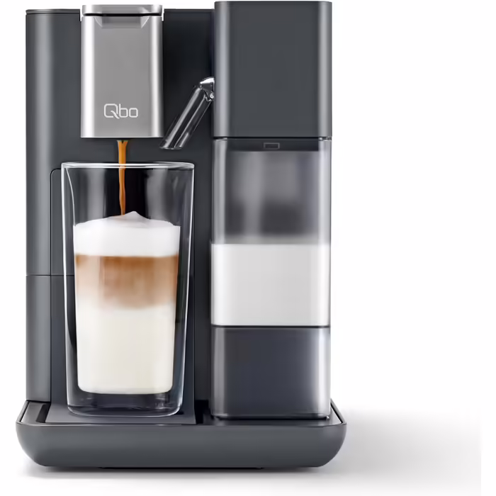 Капсульна кавомашина Tchibo Qbo MILK MASTER Premium для капучино, еспресо, крема, латте, з автоматичним спінюванням молока, знімний резервуар 300 мл, авто вимкнення, Gentle Grey