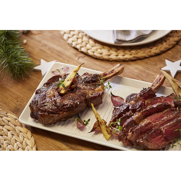 Weber Porcelain Serving Platter (40 x 22cm), made of extremely durable, scratch-resistant hard porcelain, perfect for outdoor use, extra reinforced bottom, dishwasher-safe - White (17884)
