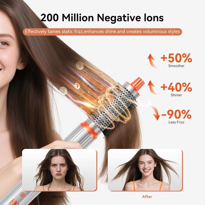 Air Styler Hair Stylers Airbrush 5-в-1: мультистайлер, фен-щітка, 800W, для об'єму, локонів, випрямлення та сушіння волосся (срібний)