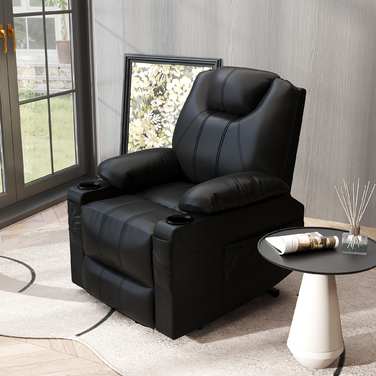 HOMCOM Electric Recliner Chair, Massage Chair with Lift Assist, Reclining Chair with Lie-Flat Function, TV Chair with Remote Control, PU | Aosom