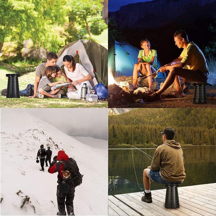 Телескопічний стілець-табурет для кемпінгу, риболовлі та дому