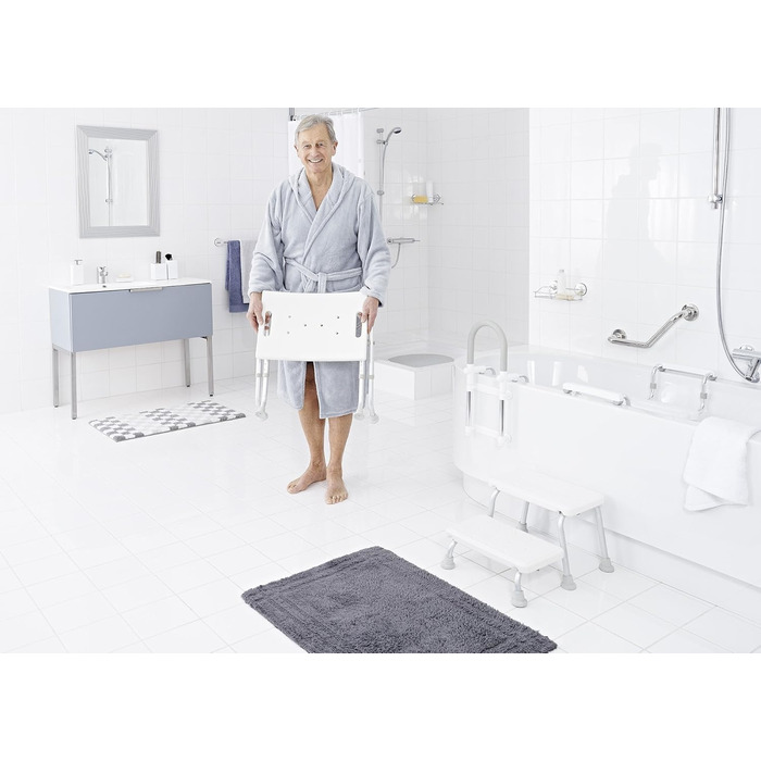 RIDDER Assistant A0050301 Folding Bath Seat, Stool, Bath Stool, White, approx. 57x32x47-51 cm
