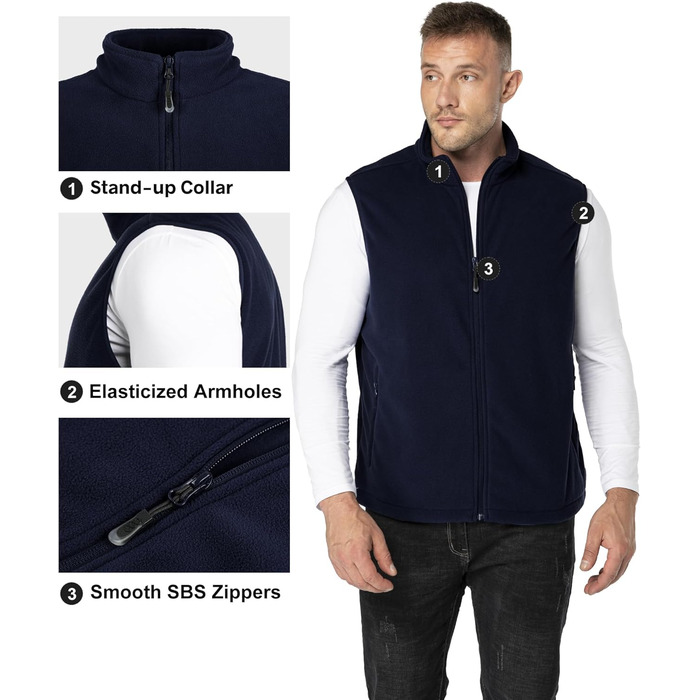 Чоловіча флісова жилетка 33,000ft з капюшоном та кишенями, темно-синій (M)