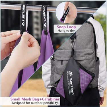 Рушник з мікрофібри Flintronic, 200x100 см: великий, швидковисихаючий, для спорту, подорожей, пляжу, сауни (фіолетовий)