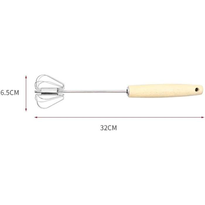GOOPEEG Egg Beater, Hand Whisk, Small Semi-Automatic Manual Egg Beater for Baking at Home, Hand Mixer with Wooden Handle, Kitchen Whisk (6.5x32cm)
