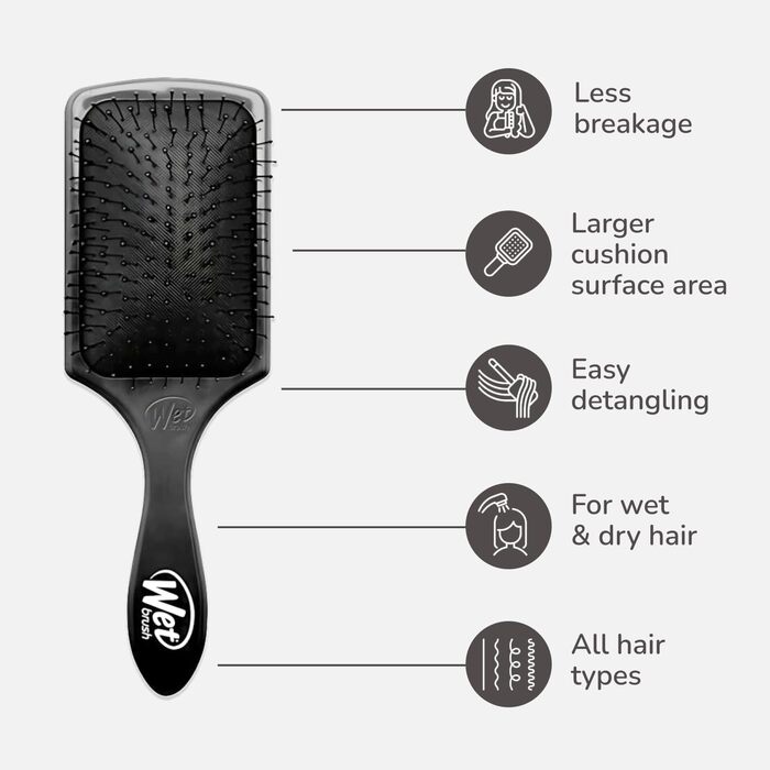 WET BRUSH Paddle Detangler Brush чорного кольору - щітка для розчісування мокрого волосся, 1 шт.