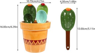 Cabilock 1 Set Cactus Measuring Spoons Porcelain Cooking Measuring Spoons Made of Porcelain Cactus Figurine Measuring Measuring Spoons for the Kitchen Cactus Measuring Cacti Gifts Baking Kitchen Measuring Flour Ceramic