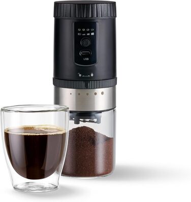 Tchibo Manual Coffee Grinder, Ceramic Burr Grinder, Adjustable Grind Size, Silver