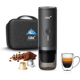 CERA+ Electric Portable Espresso Machine, Self-Heating in 3-4 Minutes, with Portable Bag.