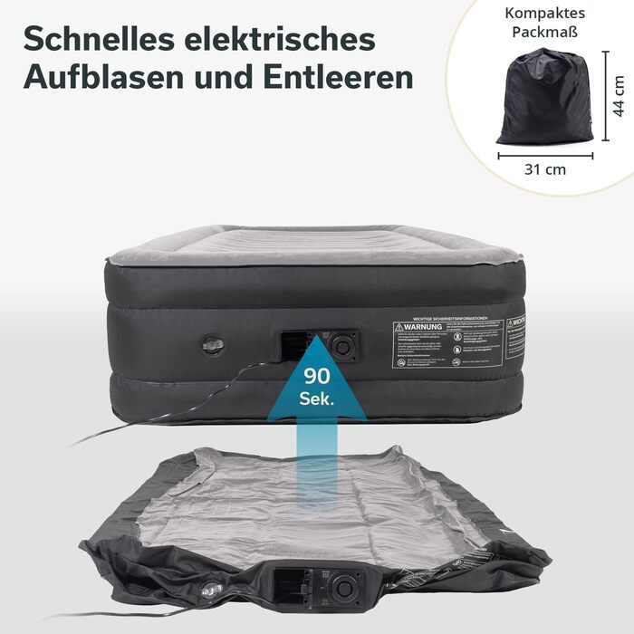 Надувна матрац Skandika Sveja | Самостійно надувний матрац для кемпінгу, 204 x 151 x 43 см, 300 кг, з насосом та сумкою