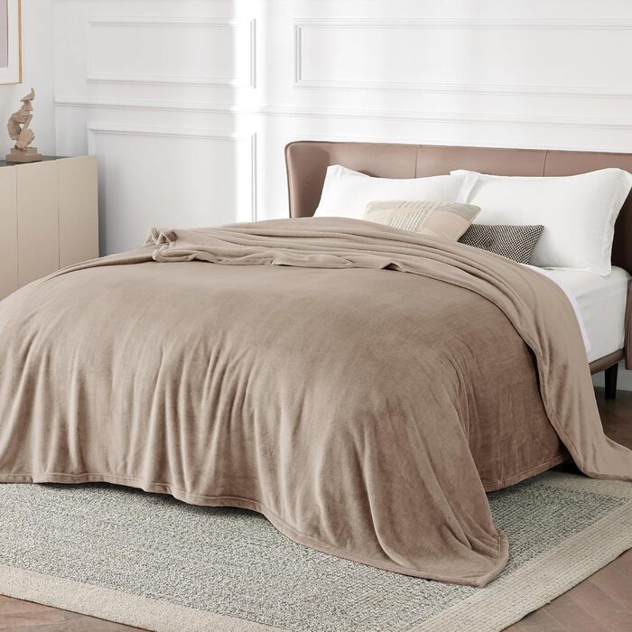 BEDSURE Флаєцева ковдра - тепла зимова ковдра, ковдра на диван XXL, велика ковдра для дому та відпочинку 220x240 см, м'яка ковдра для дивану (Світло-коричнева, 270 x 230 см)