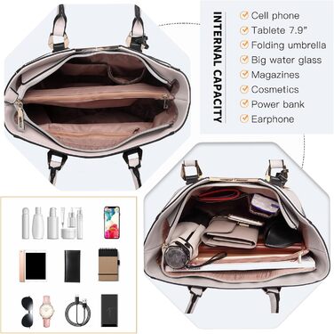 Сумка жіноча Lulu Daen середнього розміру з PU шкіри: сумка-шопер, сумка на плече для роботи, подорожей, бізнесу (Сіра)