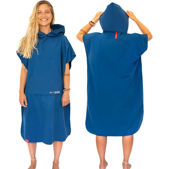 AUTDOOR® Microfiber Bathrobe for Women & Men - sustainably made from 100% recycled PET bottles - towel as a changing assistant for beach and water sports - quick-drying & compact (Blue, Medium)