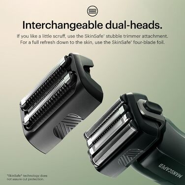 MANSCAPED® The Chairman™ PRO Electric Shaver, Razor with Two Interchangeable SkinSafe® Attachments, Shaver for Men with 4 Shaving Elements and a Stubble Trimmer, Battery-Powered, with Safety Lock