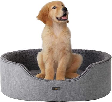 Feandrea Dog Bed, Dog Basket, Reversible Cushion, 73 x 60 x 27 cm, PGW031K01 (Gray, L 83 x W 63 x H 27 cm)