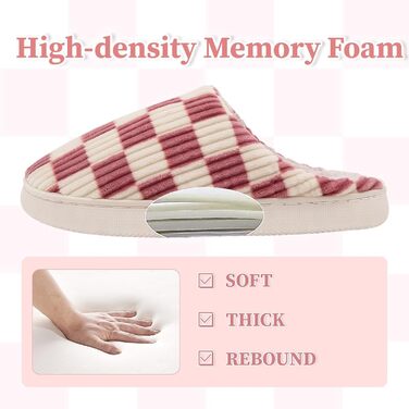 Тапочки халатні Guyarns для дому, жіночі та чоловічі, з м'якою підкладкою з плюшу, з пам'яті піни, в клітинку, з неслизькою підошвою, рожеві, 38/39 EU