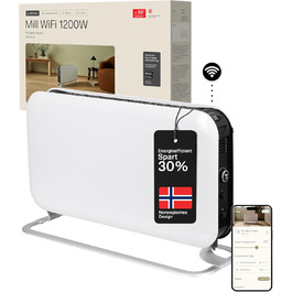 Електричний конвекторний обігрівач Mill 1200W, 14-18 м², Wi-Fi, енергозберігаючий, білий