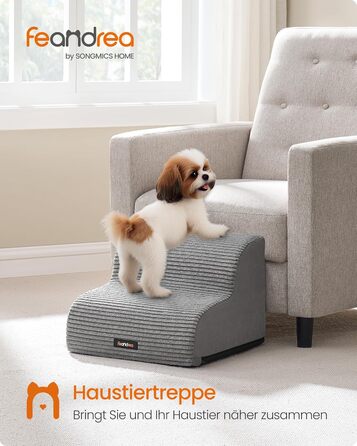 Сходинки для собак Feandrea, 3 сходинки, для маленьких собак, котів, водонепроникні, з неслизьким покриттям, знімний чохол, сірий PPS003G01
