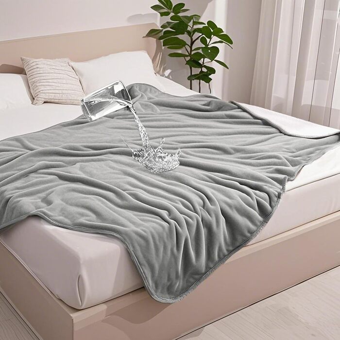 Водонепроникний коврик для собак з Sherpa Fleece, 127x152 см - захист дивану та меблів (Сріблясто-сірий)