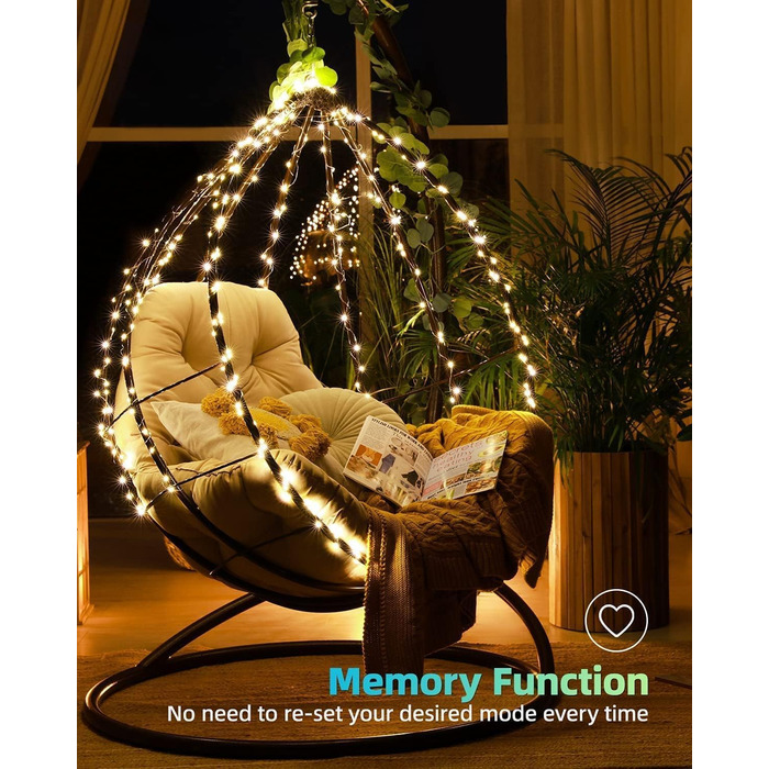 Льорочка LEDYA 200 LED, 10м, тепле біле світло, 8 режимів, IP44, для декору балкона, саду, внутрішніх та зовнішніх приміщень