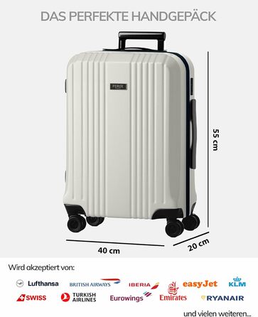 Набір валіз FERGÉ 3 шт. з жорстким корпусом та TSA-замком. Валізи-тролії (Handgepäck, L, XL). Жорсткий корпус, 4 колеса, полікарбонат, колір: Ivory-matt